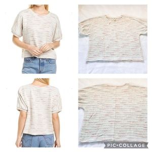 LAST CHANCE! Madewell • Textured Puff-Sleeve Top Cream / Multicolor Stripe